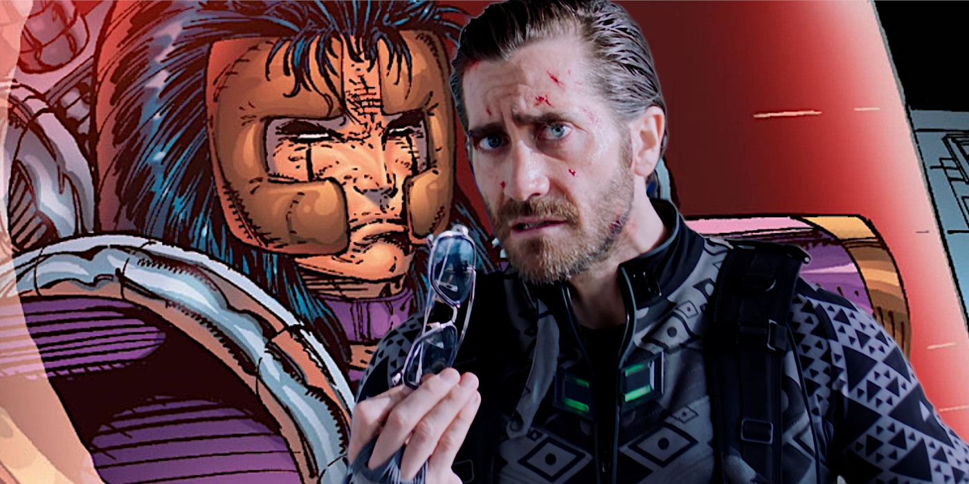 Mash-up image of a panel from the Prophet comic book showing the character of Prophet seated in a spaceship along with Jake Gyllenhaal holding up a pair of sunglasses while looking skeptical