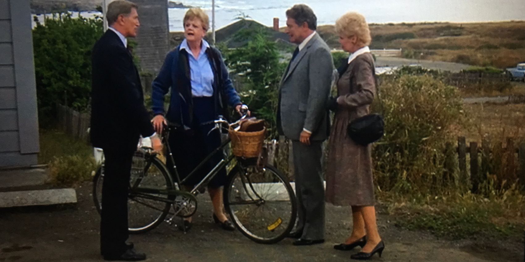Jessica meets friends while out on her bike in Murder She Wrote