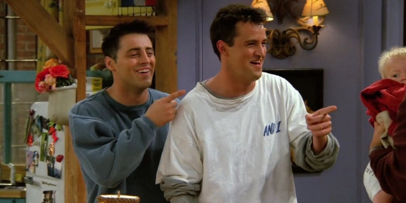 Joey and Chandler at Monica's apartment in Friends.
