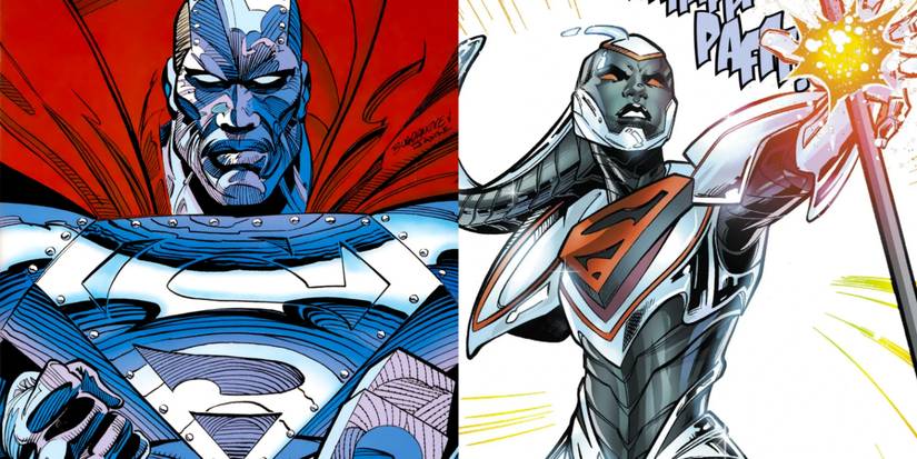 Split Image: John Henry Irons as Steel, and Natasha Irons as Steel.