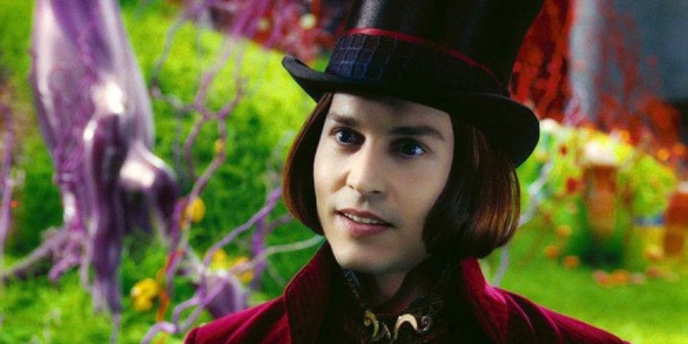 Johnny Depp como Willy Wonka em Charlie e a Fábrica de Chocolate