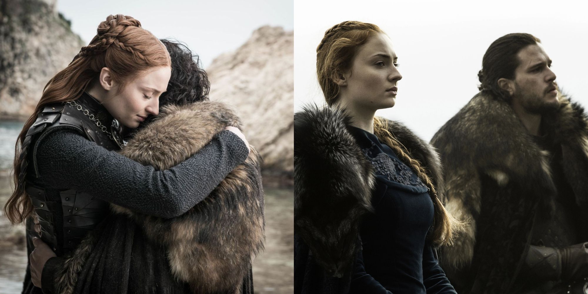 Split feature image showing Sansa Stark and Jon Snow from Game of Thrones.