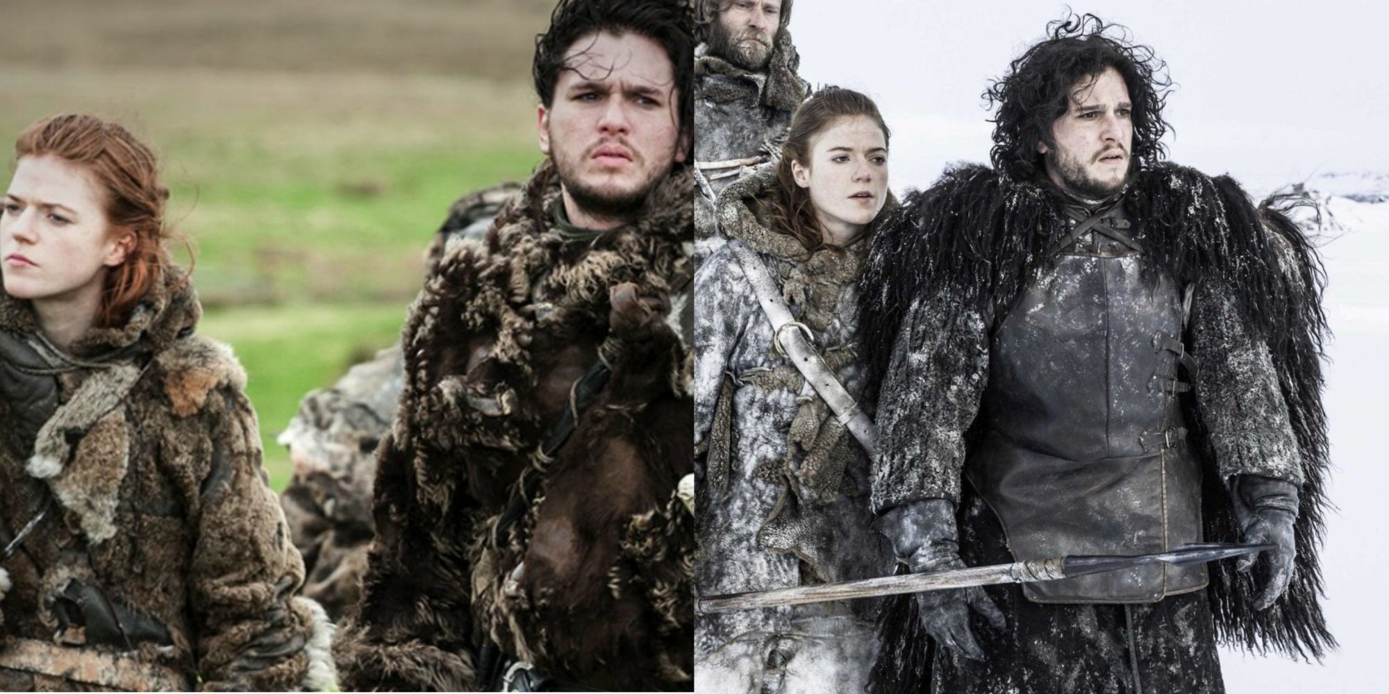 Split feature image showing Jon Snow and Ygritte from Game of Thrones.