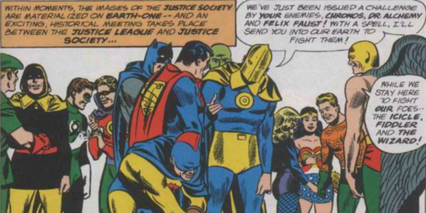 Justice League and Justice Society talking to each other