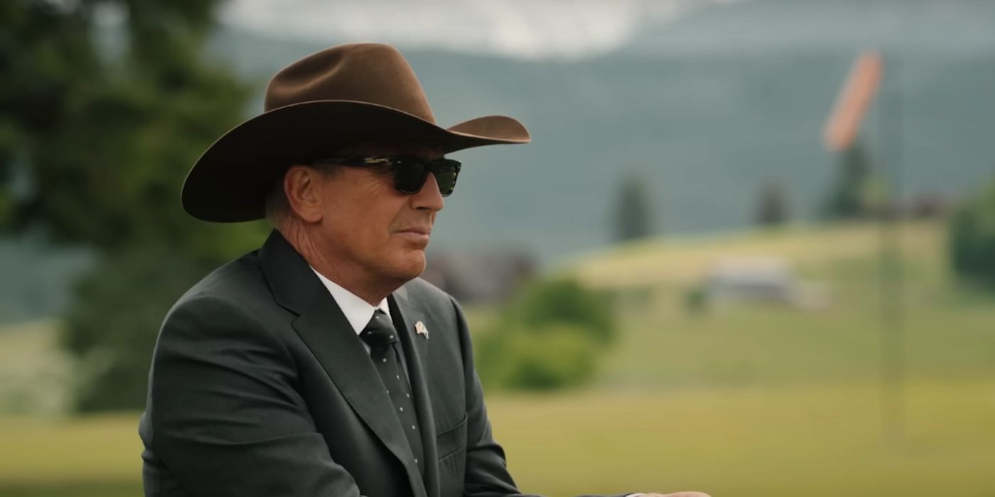 Kevin Costner as John Dutton looking sideways in Yellowstone Season 5