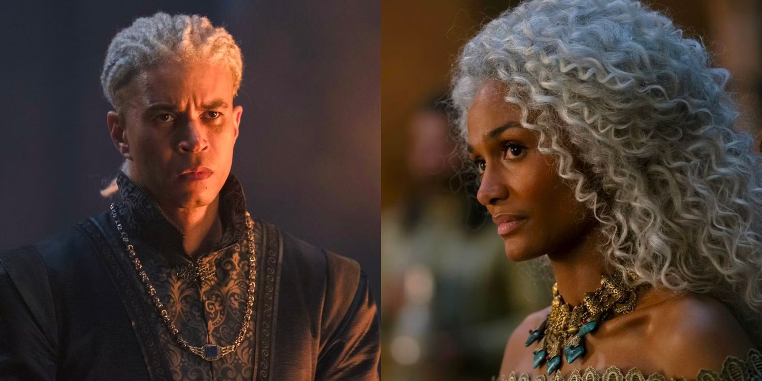 Laenor looking annoyed and Laena looking offstage