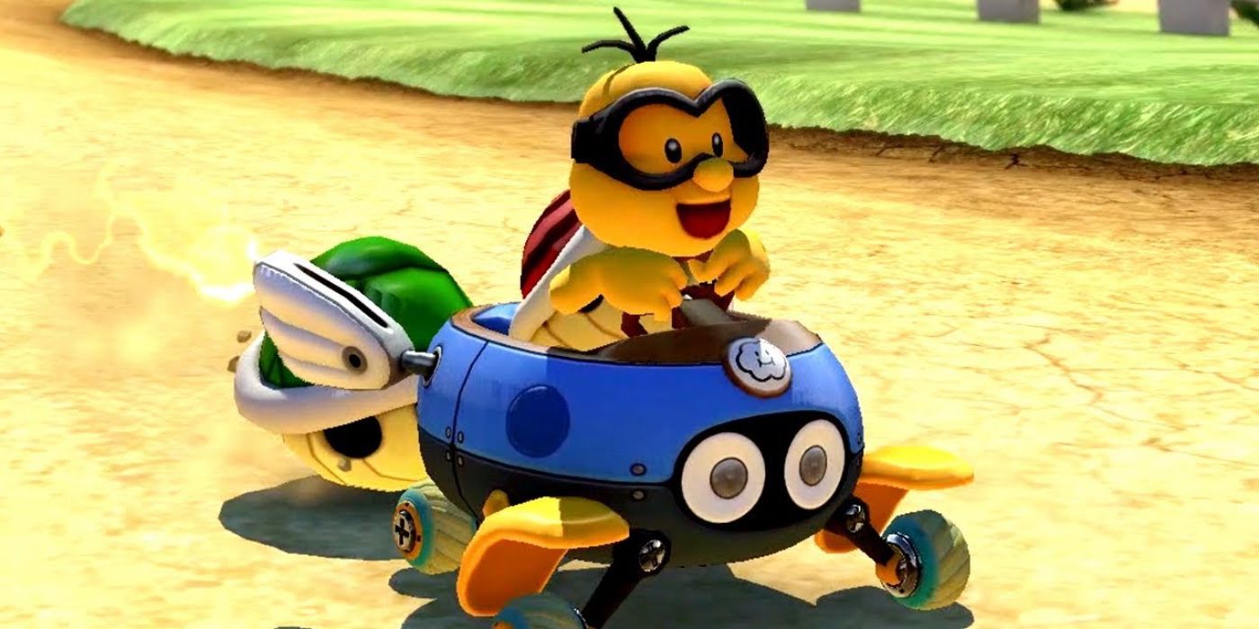 Lakitu driving a car in Mario Kart