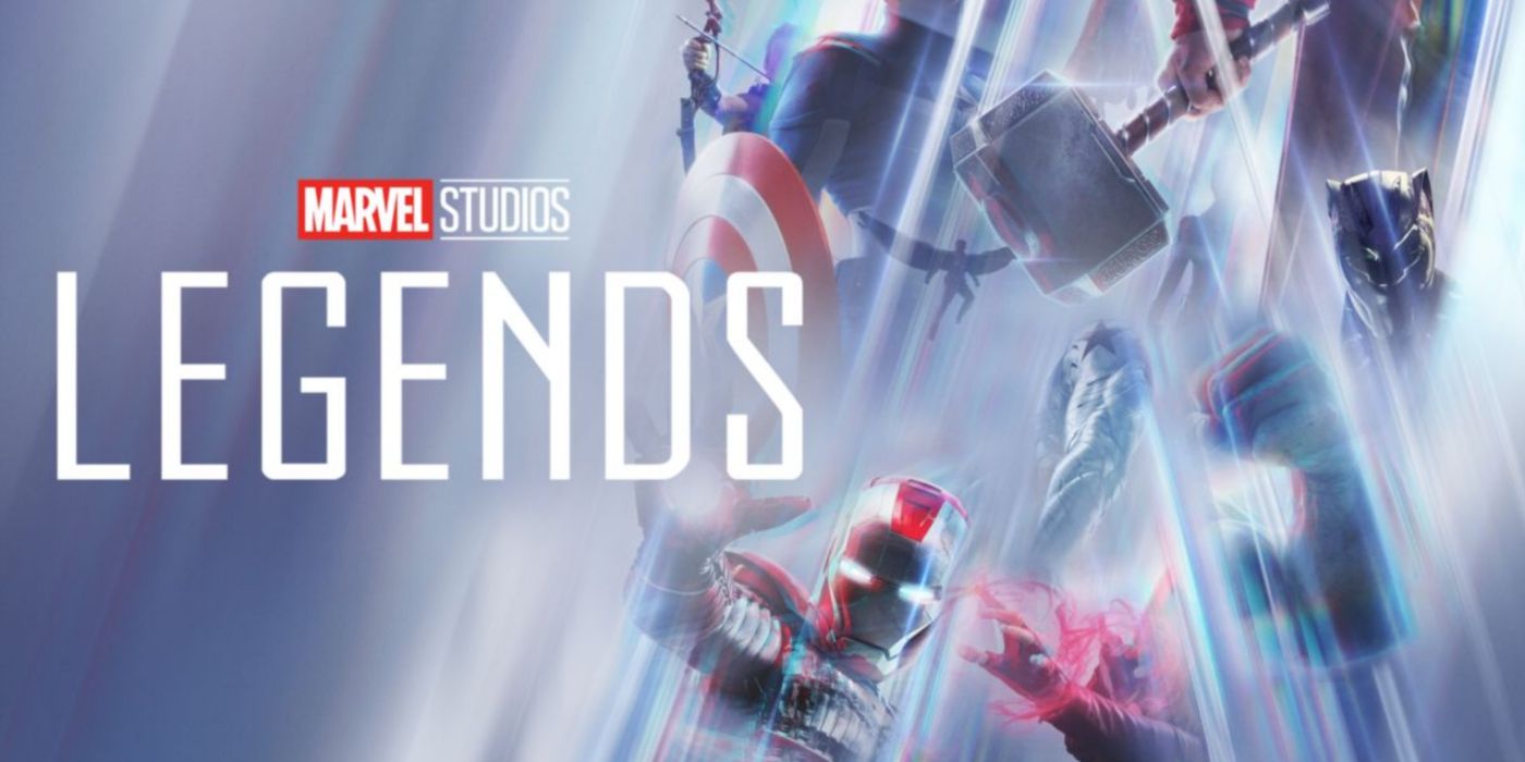 Marvel Studios: Legends arte promocional apresentando uma colagem de alguns de seus heróis mais icônicos.