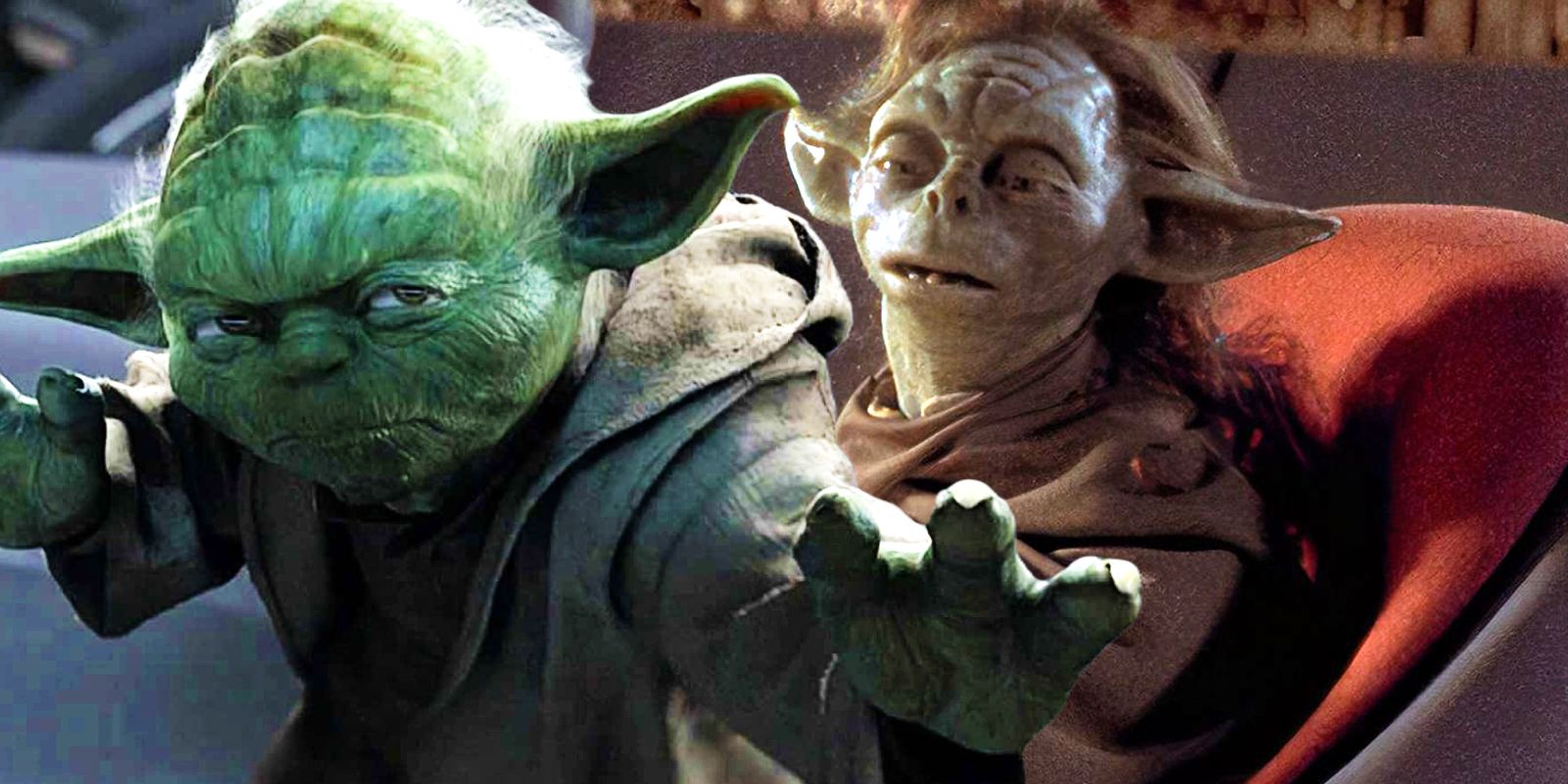 Mestre Yoda e Mestre Yaddle nas prequelas de Star Wars