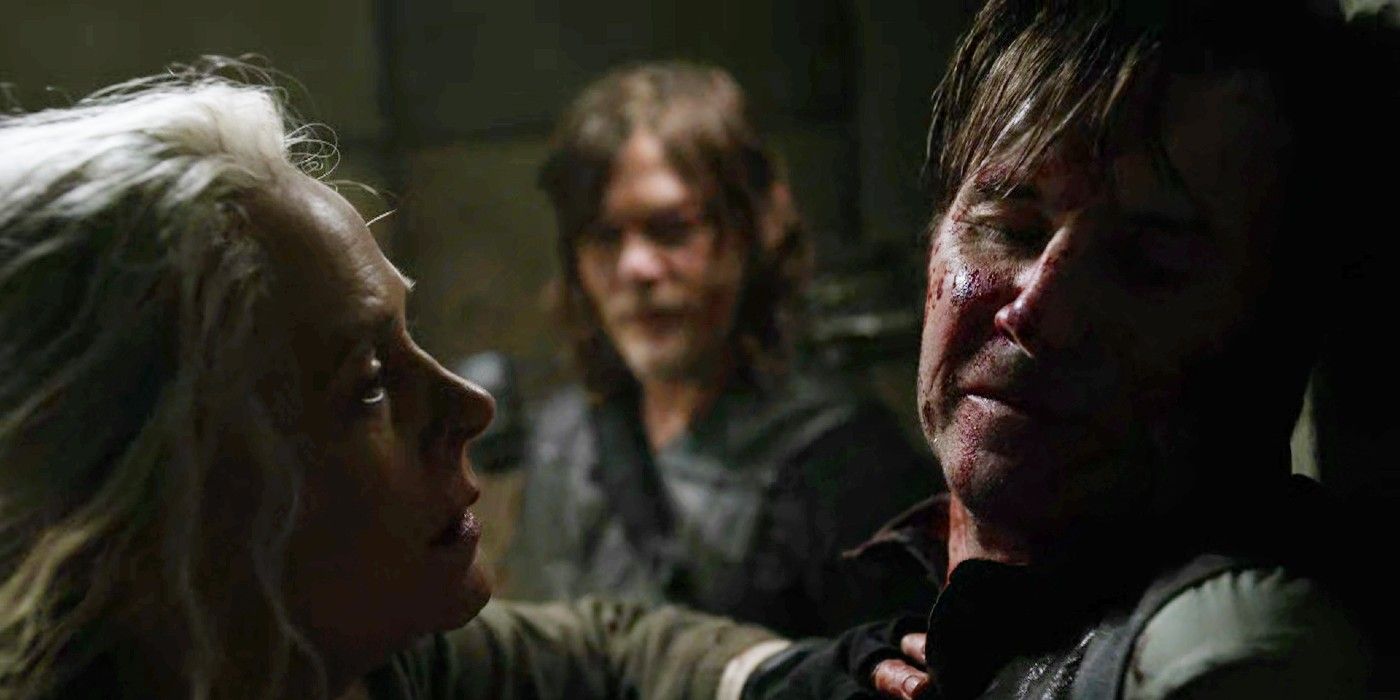 Melissa McBride como Carol e Josh Hamilton como Lance em The Walking Dead