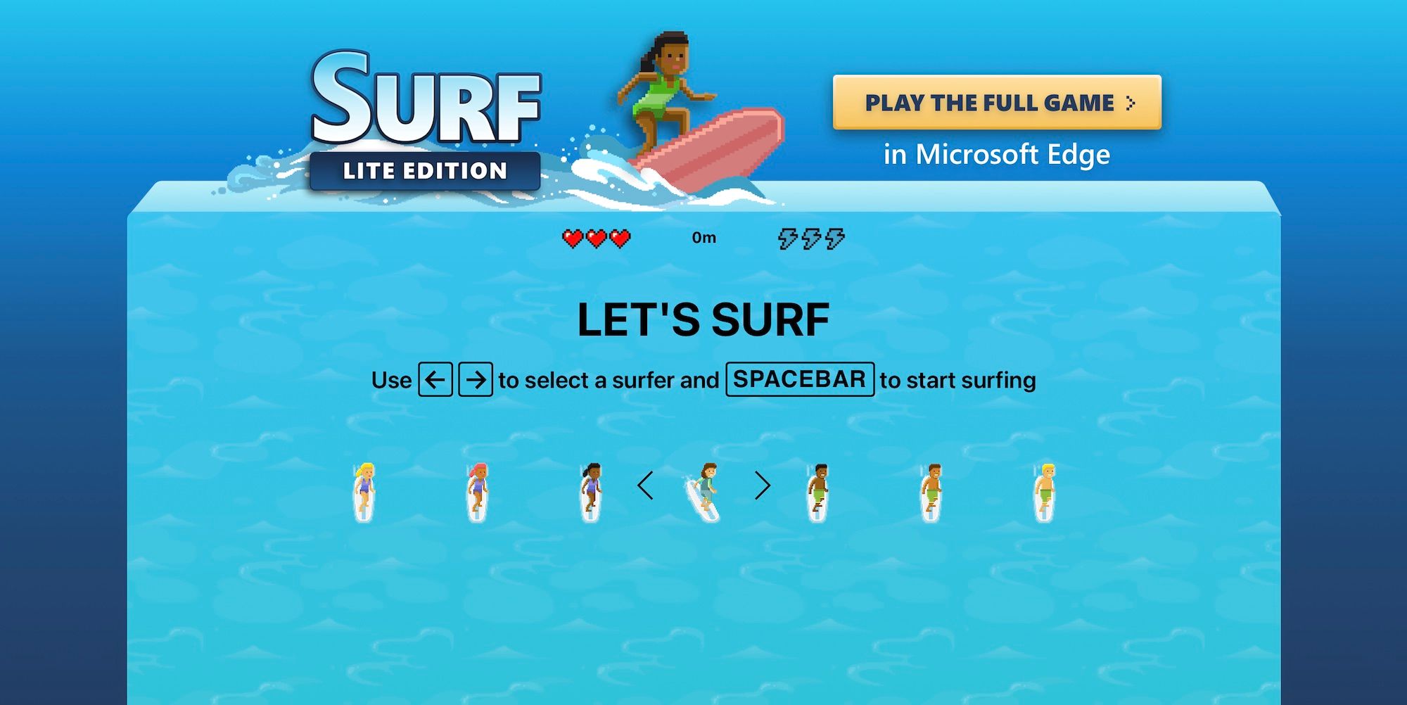 Edição Microsoft Edge Surf Lite