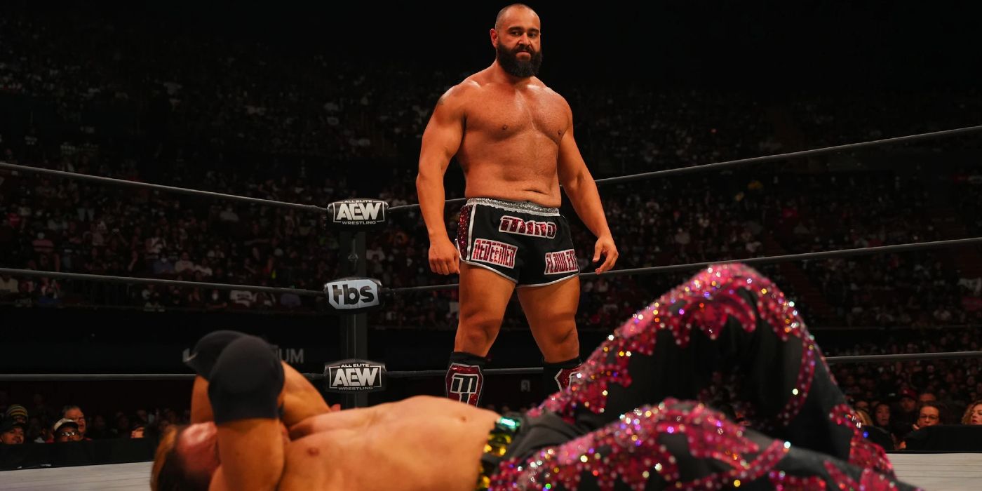 Miro makes his return to AEW Dynamite, looming over his fallen competitor.