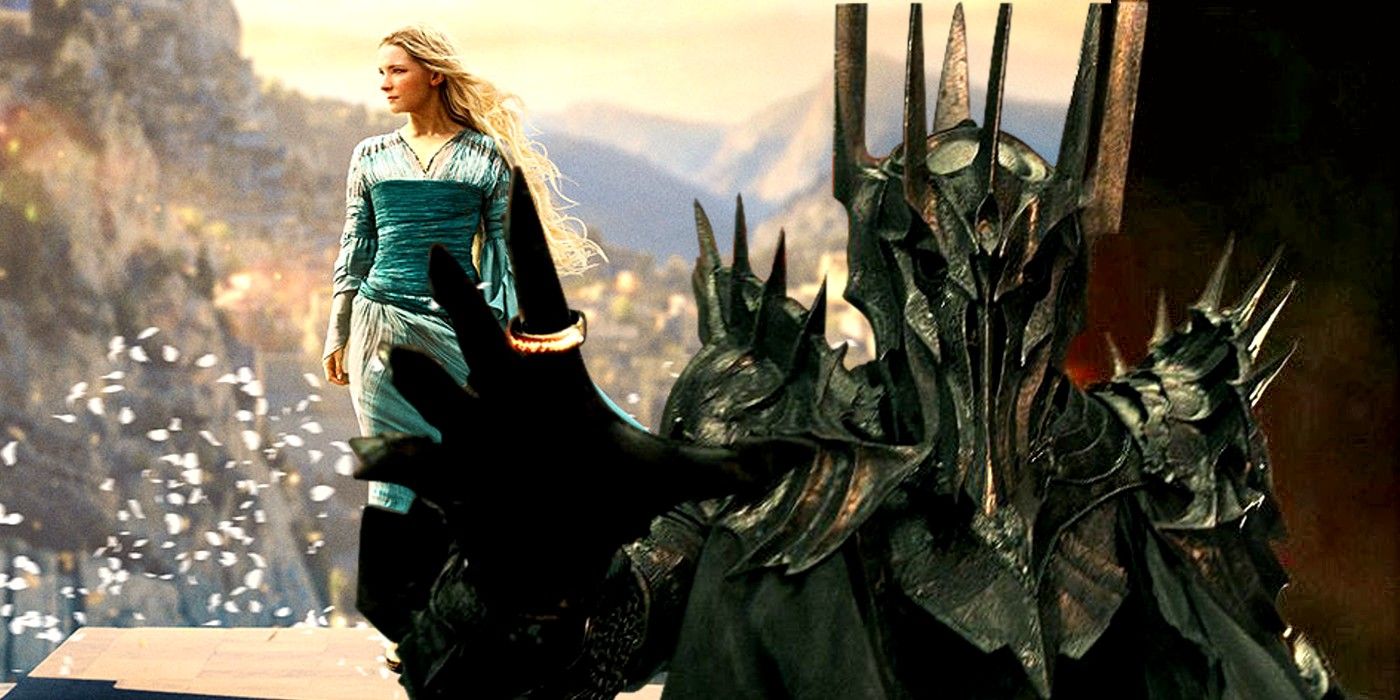 Morfydd Clark as Galadriel in Rings of Power and Sauron in Lord of the Rings