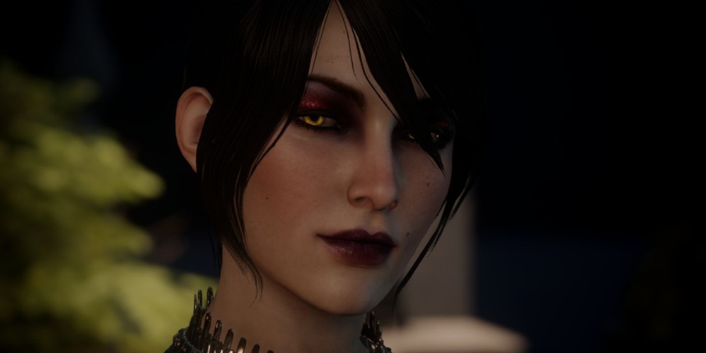 Morrigan stares into the distance in Dragon Age