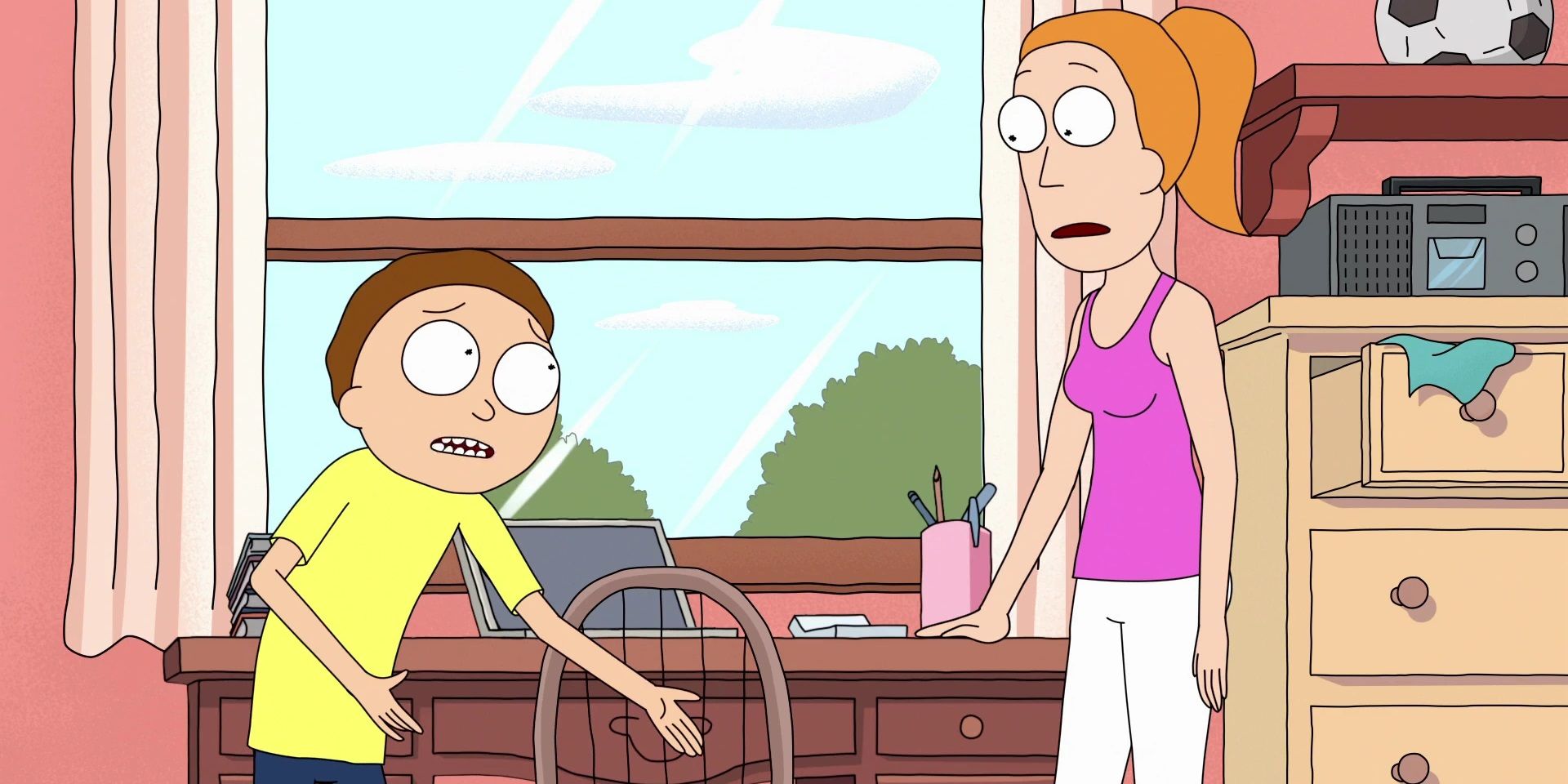 Morty fala com Summer em Rick and Morty