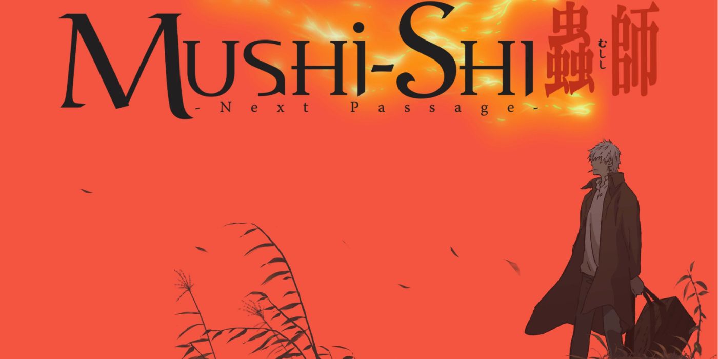 Mushi-Shi: Arte chave da próxima passagem com Ginko com vista para a paisagem.
