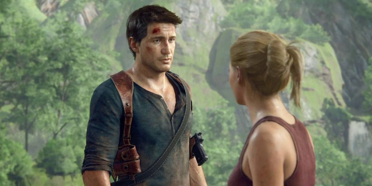 Nate looks sadly at Elena in Uncharted 4 
