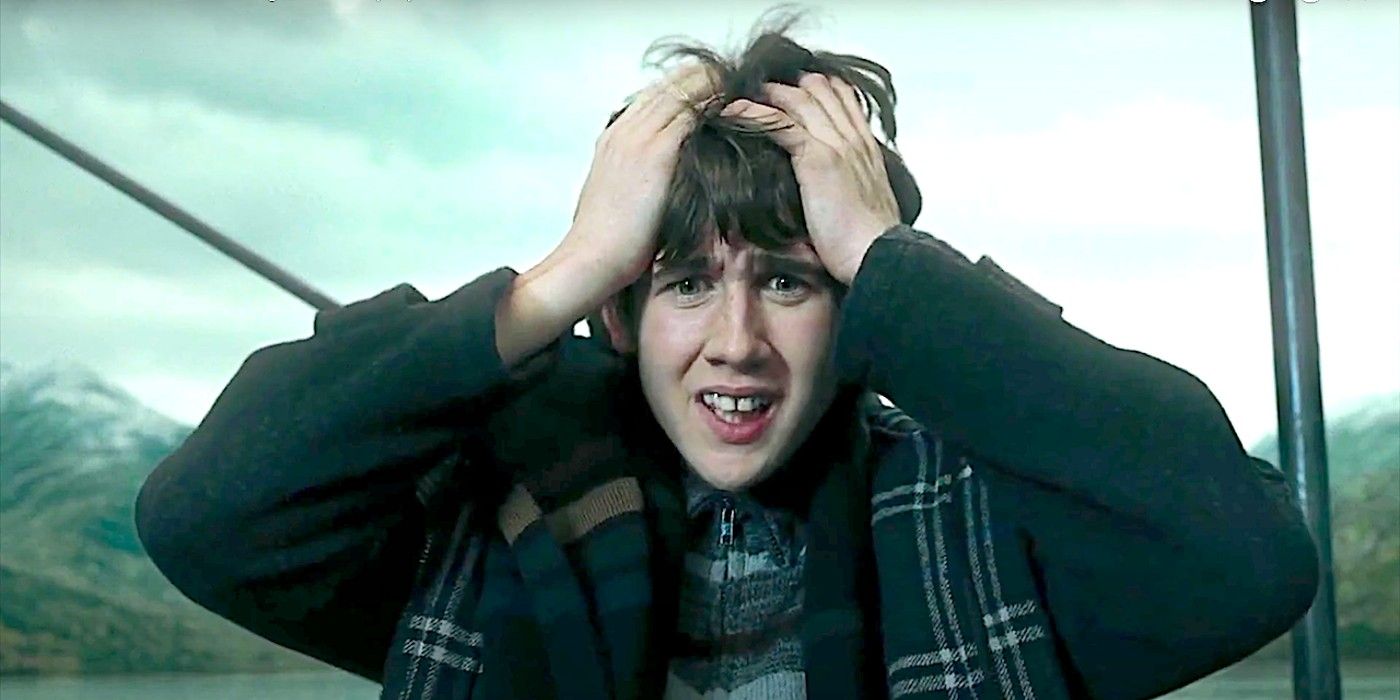 Neville Longbottom looking distressed in Harry Potter. 
