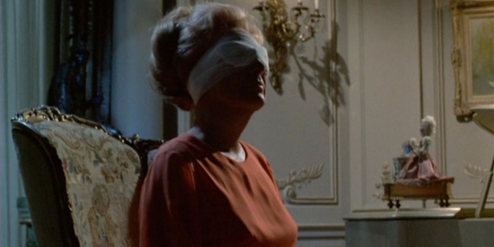 A woman sits blindfolded in Night Gallery