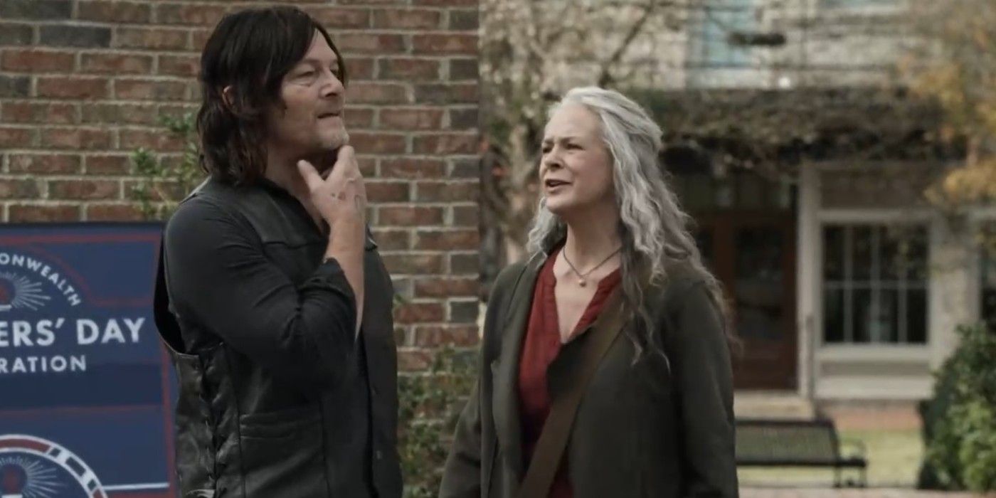 Norman Reedus as Daryl and Melissa McBride as Carol in Walking Dead