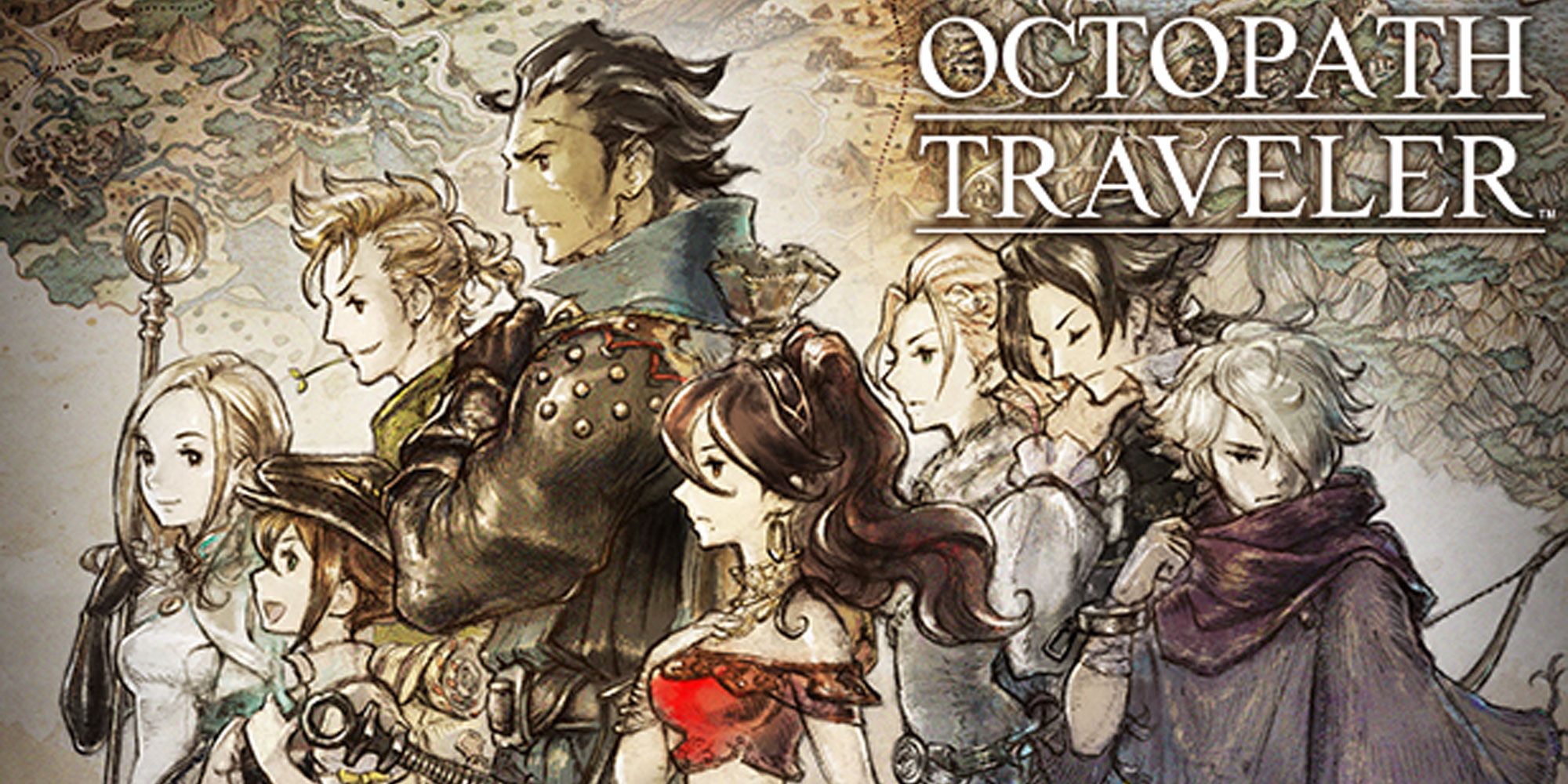 Octopath Traveler cover art featuring the main eight characters under the game's stylized title.