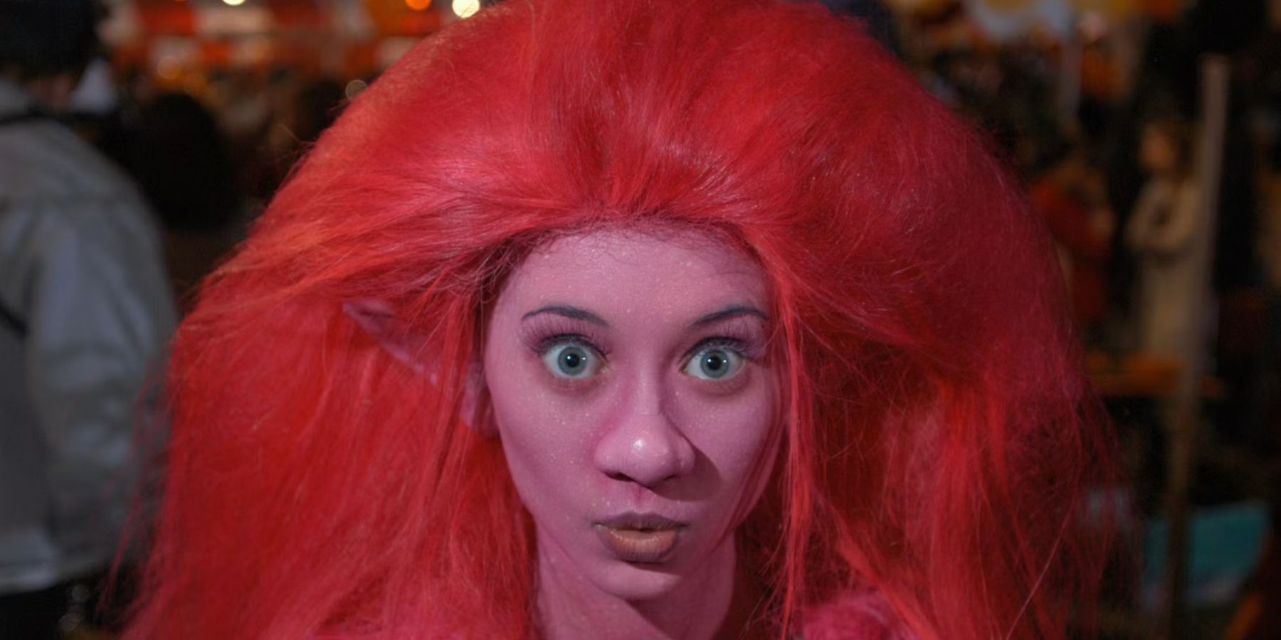 Olesya Rulin in pink troll makeup for Halloweentown High