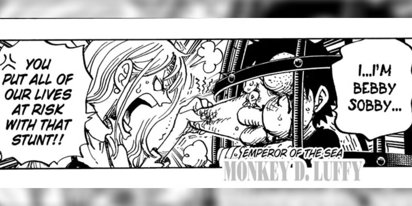 One Piece's Nami captures Luffy and makes him apologize.