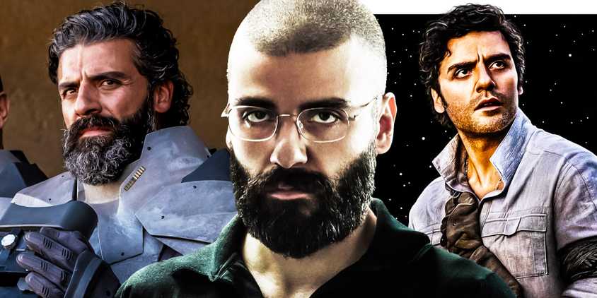 Collage of Oscar Isaac in Dune, Ex Machina, and Star Wars