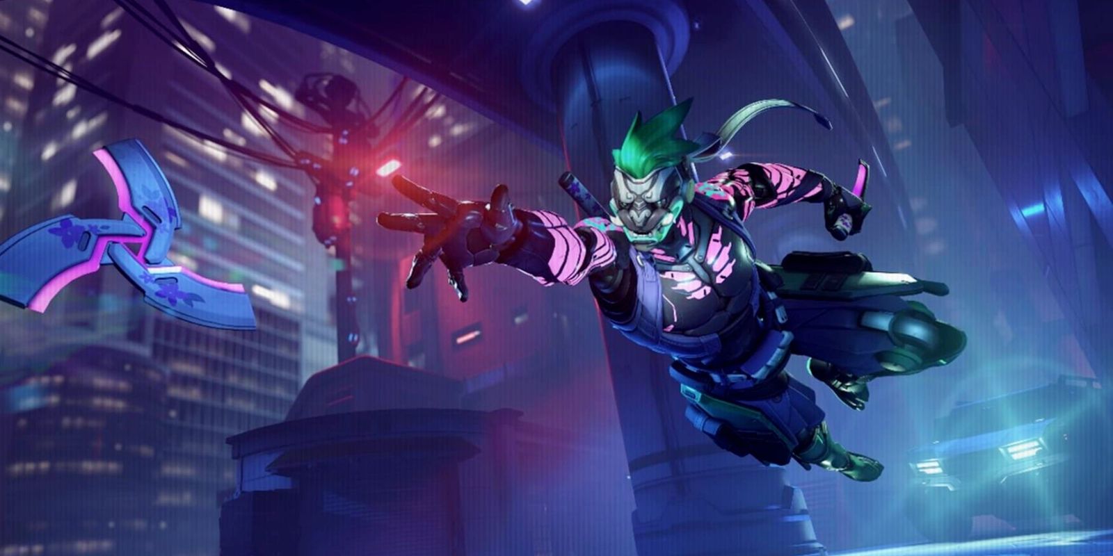 An image of Overwatch 2's first Mythic skin, Genji's Cyber Demon.