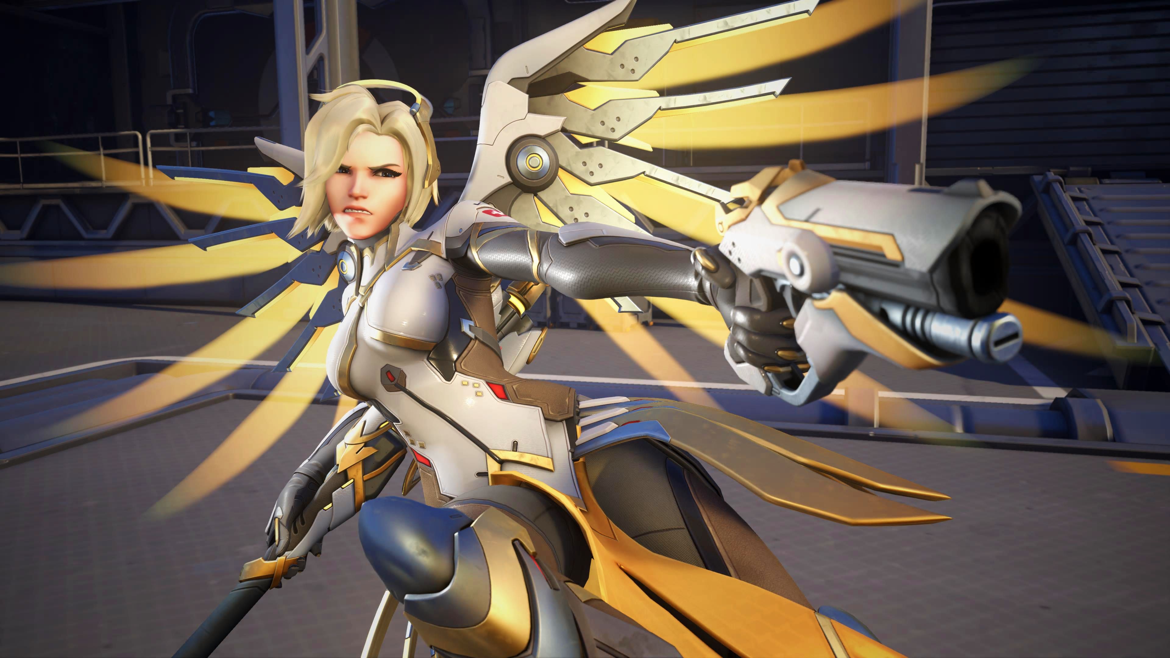 Overwatch 2 Mercy Aiming Blaster In Battle Angel Highlight Intro
