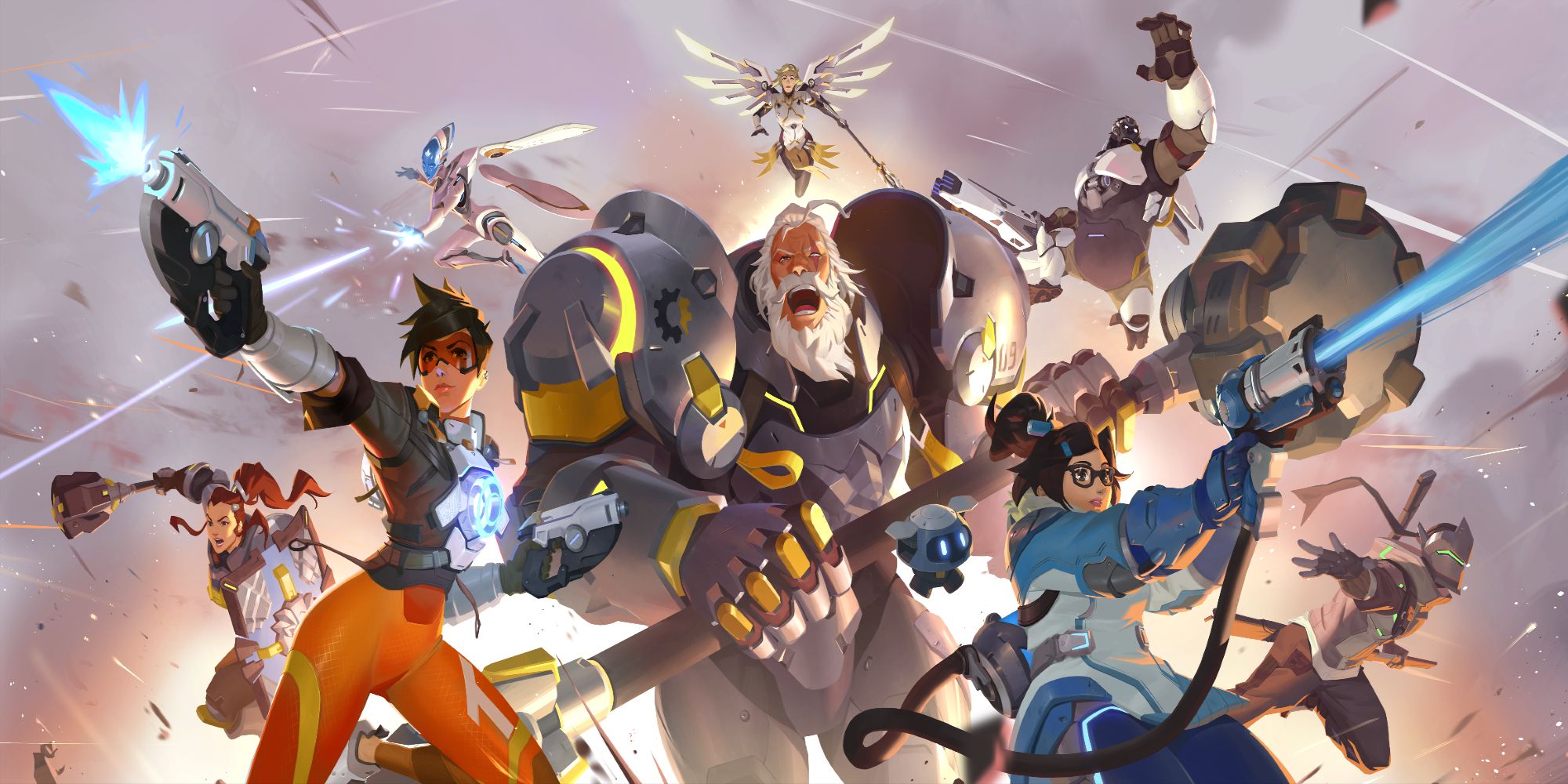 Overwatch 2 Official Key Art Featuring Tracer, Reinhardt And Mei