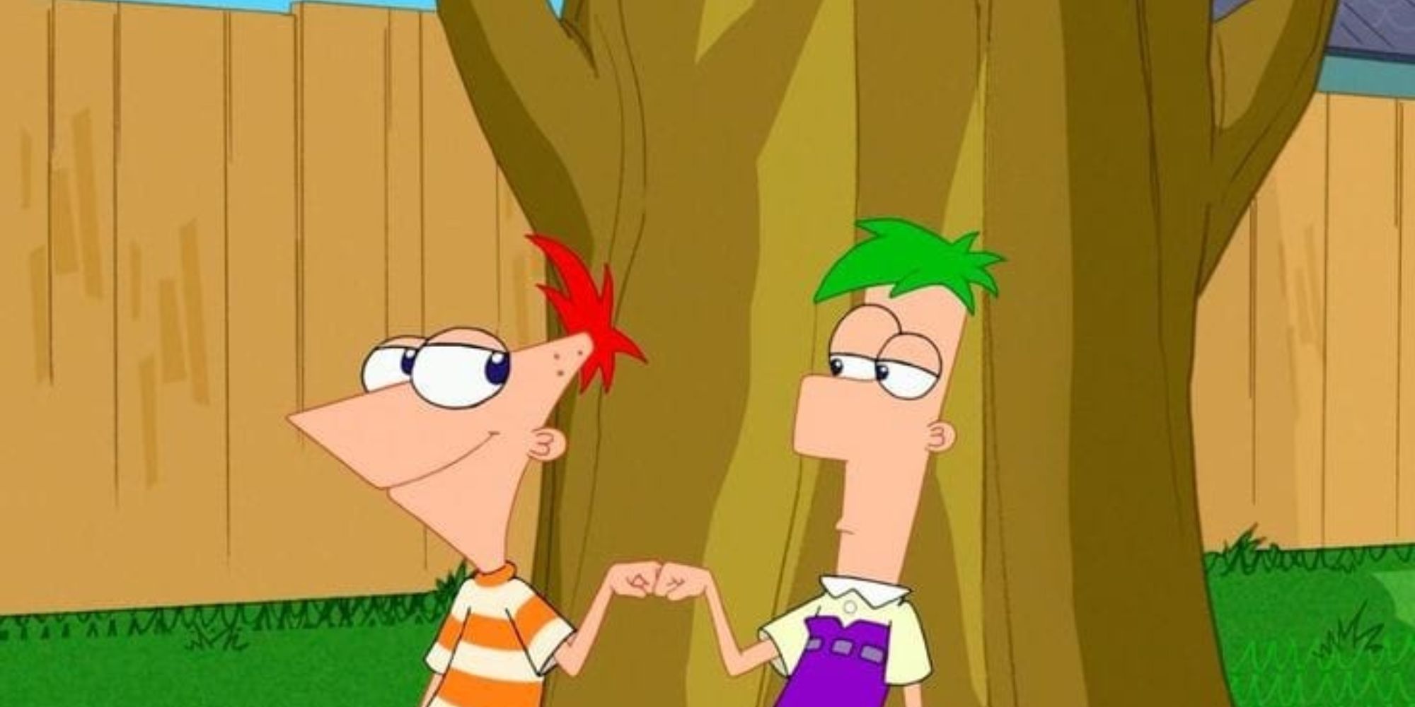 Phineas and Ferb fist bumping
