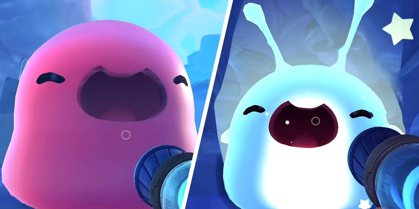 Smiling Pink Gordo And Phosphor Gordo In Slime Rancher 2