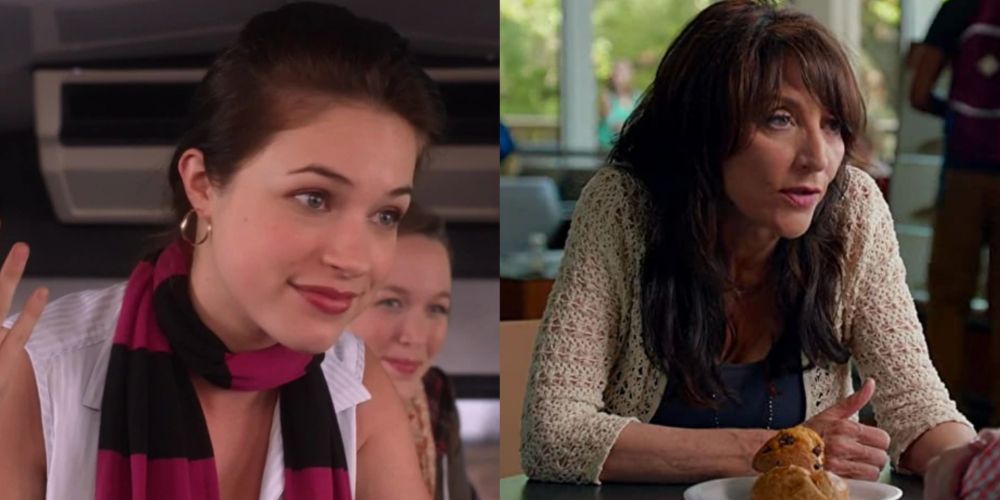 A split image features Stacie Conrad and Katherine Junk in Pitch Perfect and Pitch Perfect 2