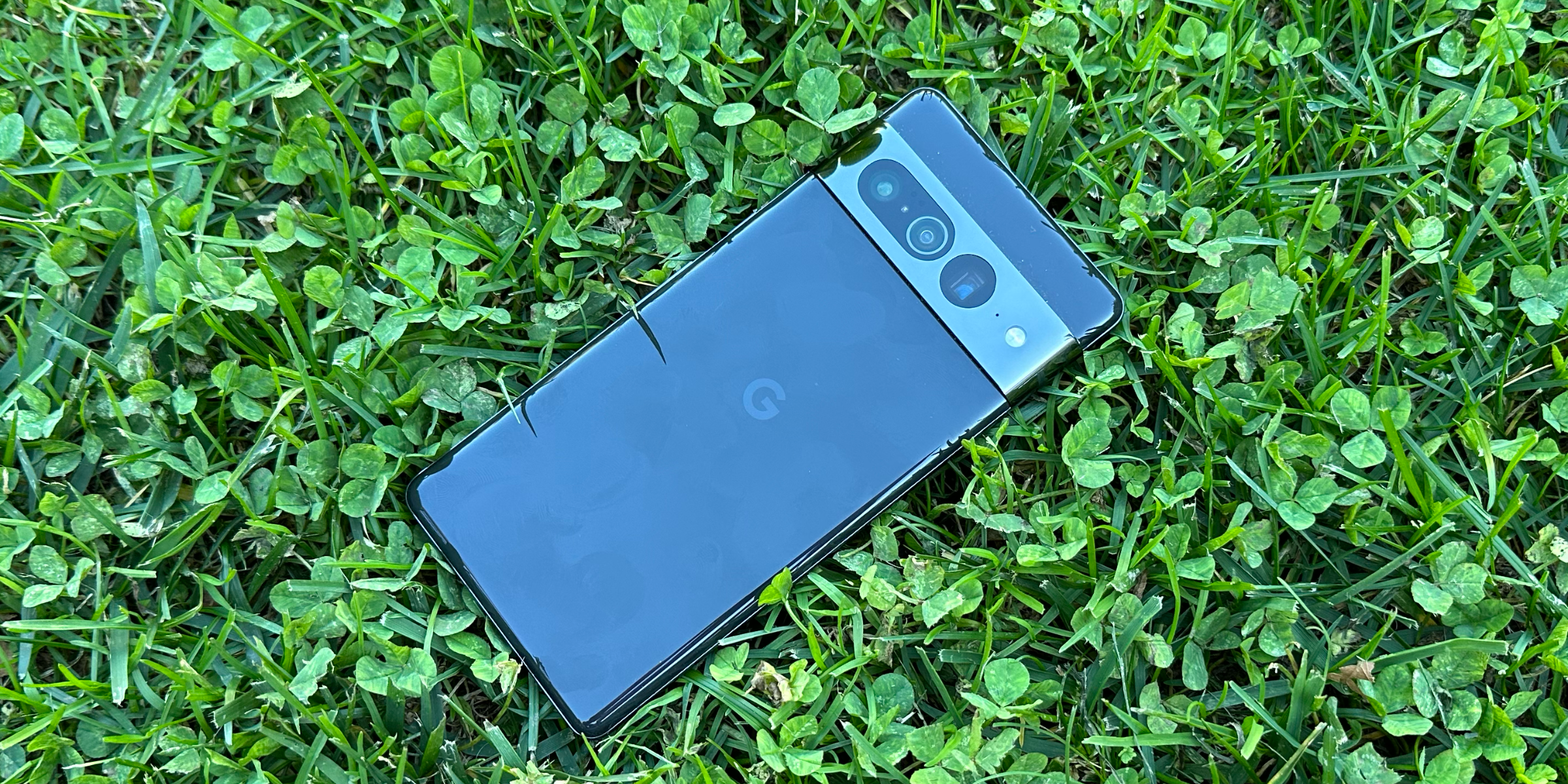 Pixel 7 Pro on a grass background.