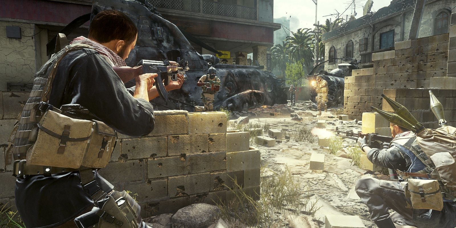 Les joueurs accroupis à couvert dans Call of Duty Warzone