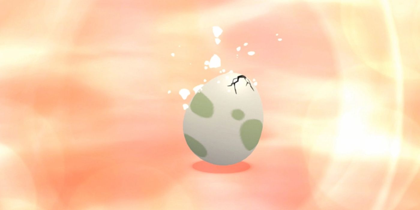 An egg hatching in Pokémon Brilliant Diamond/Shining Pearl.