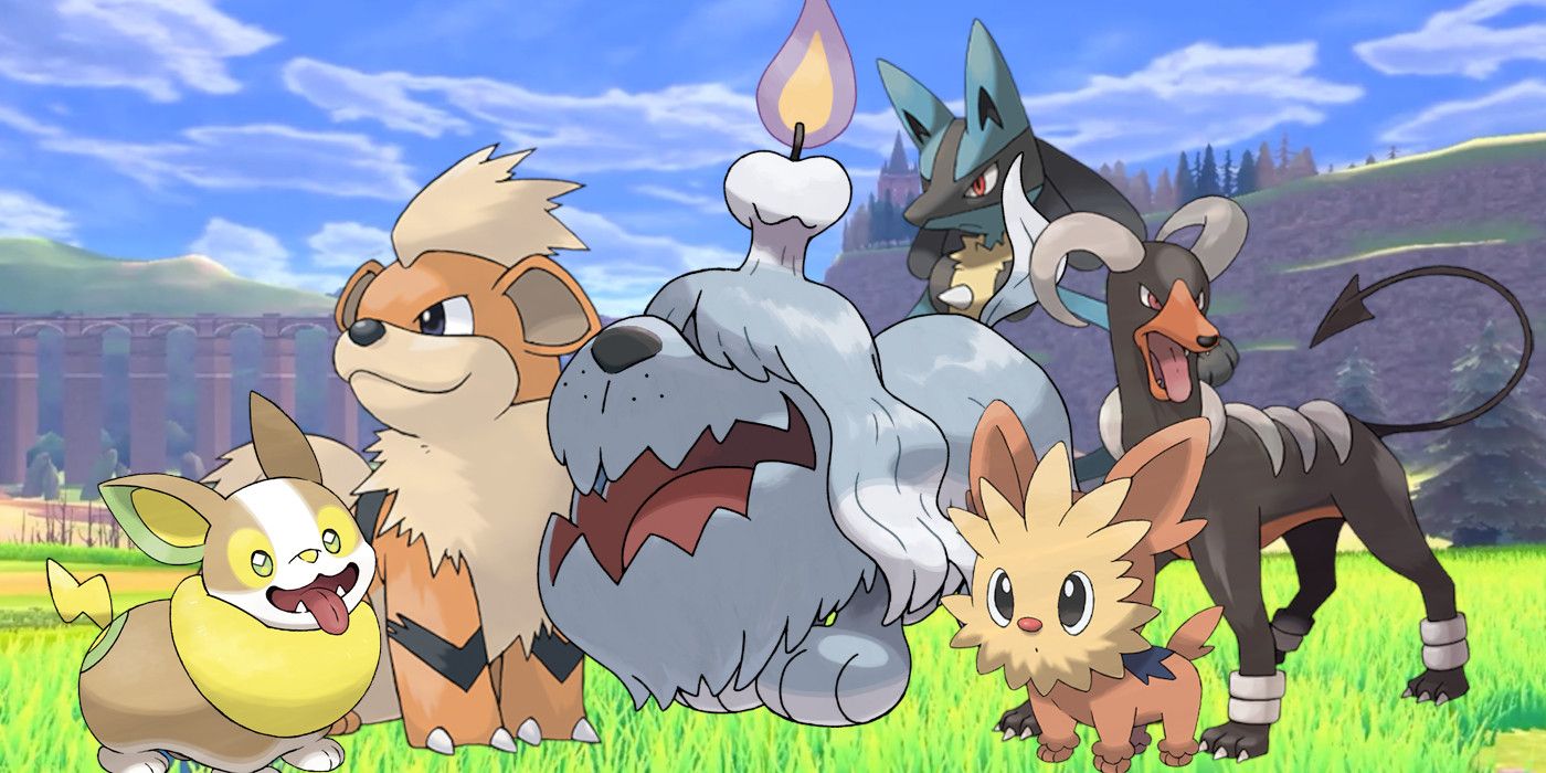 Image showing Pokemon Dog Types Yamper Greavard Lucario Houndoom Lillipup Growlithe