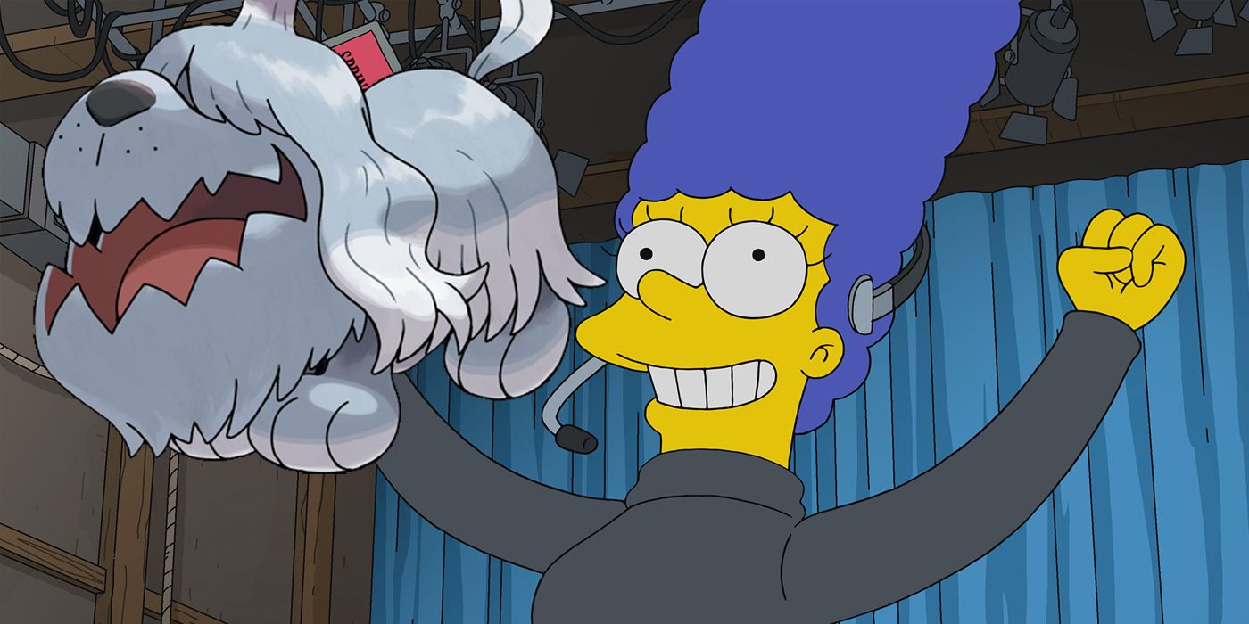 Pokemon Scarlet And Violet&rsquo;s Greavard being held up by Marge Simpson.