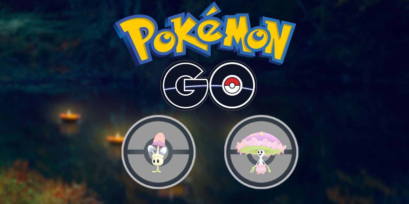 Morelull e Shiinotic sob o logotipo do Pokémon GO