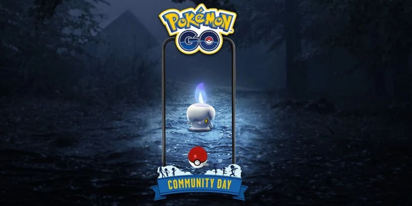 Pokémon GO Litwick Community Day Promotional Picture of Litwick Standing in a Dark Forest