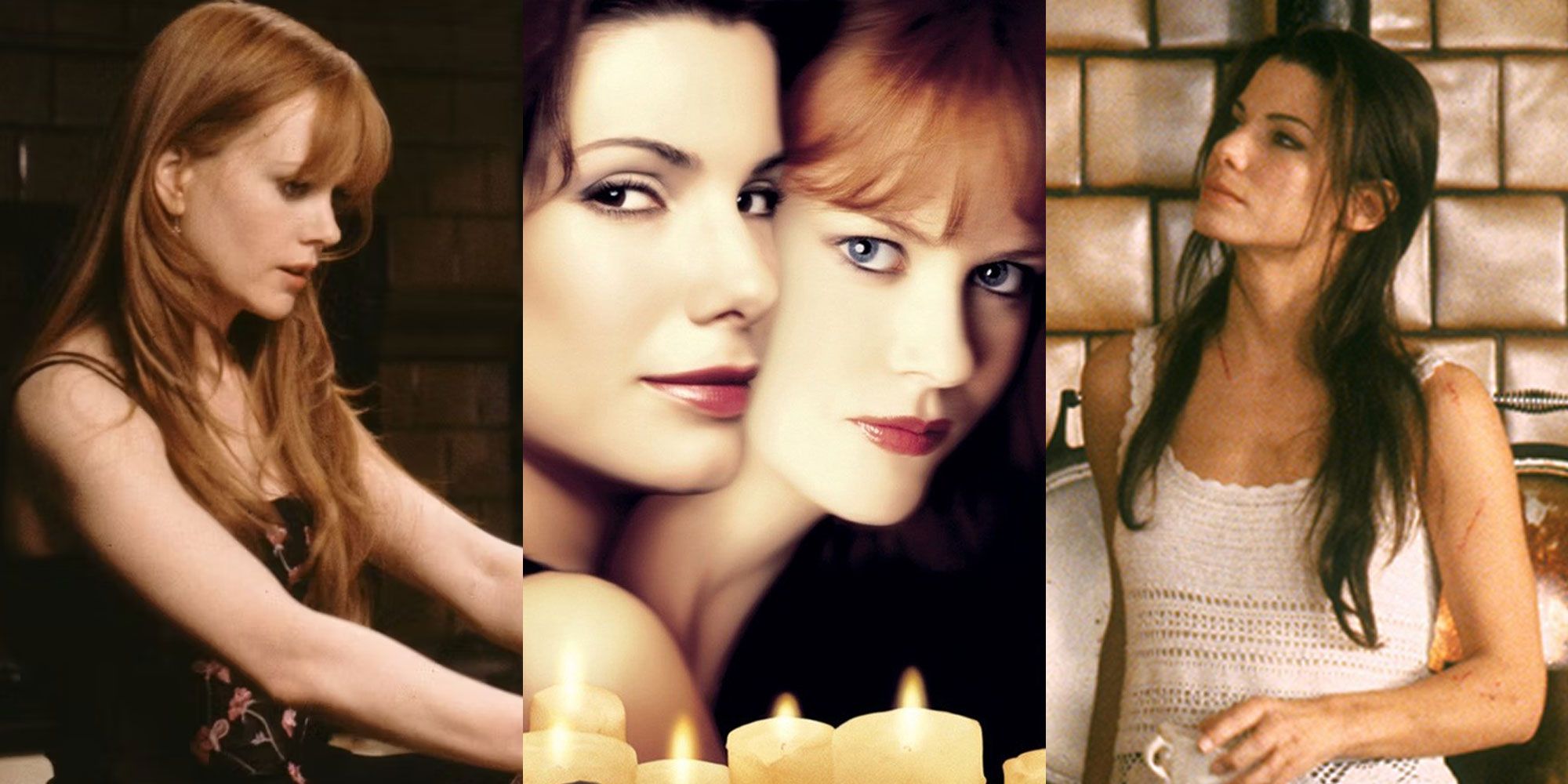 A split image features Gilly and Sally in Practical Magic