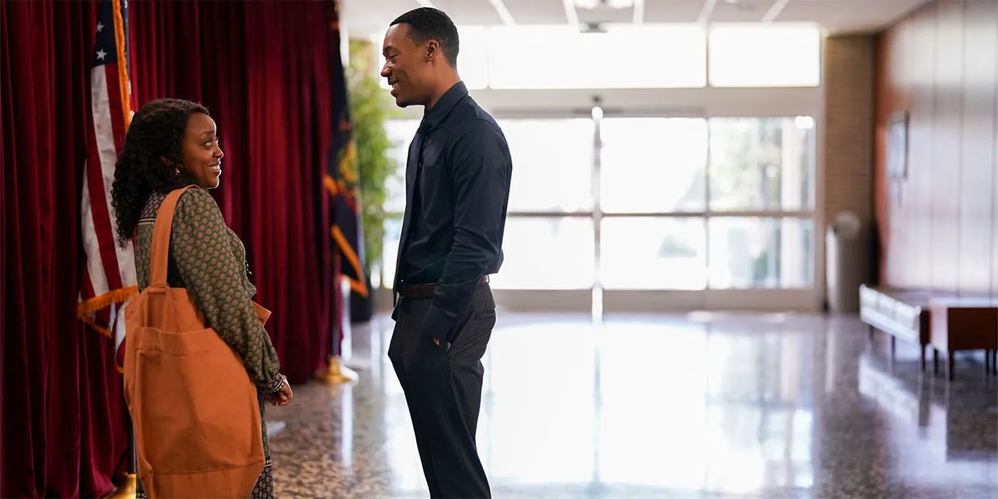 Quinta Brunson and Tyler James Williams as Janine and Gregory in Abott Elementary 2