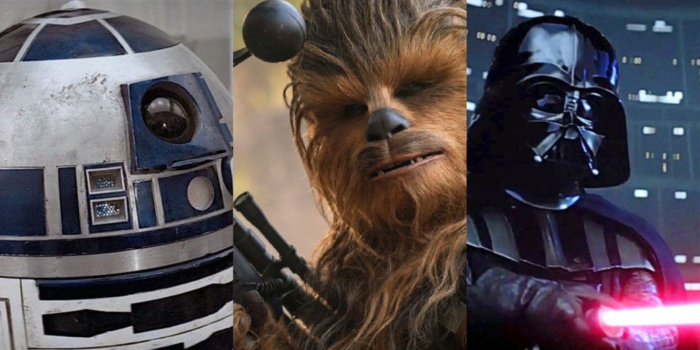 R2-D2, Chewbacca, and Darth Vader