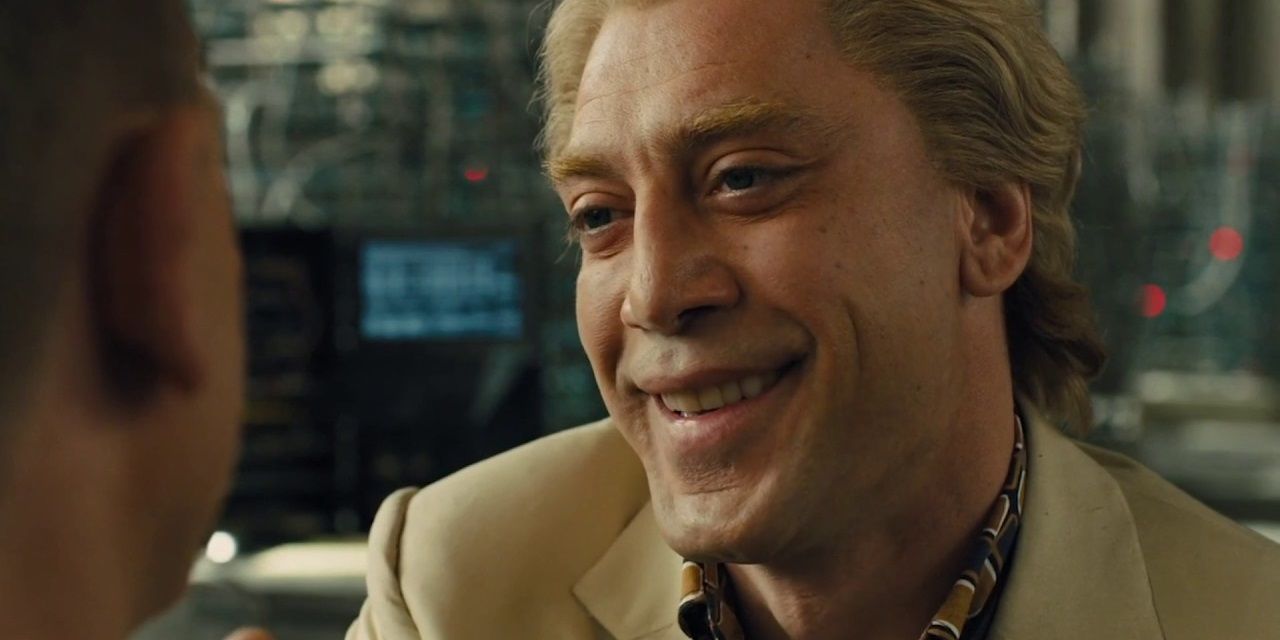 Raoul Silva smiles at James Bond in Skyfall