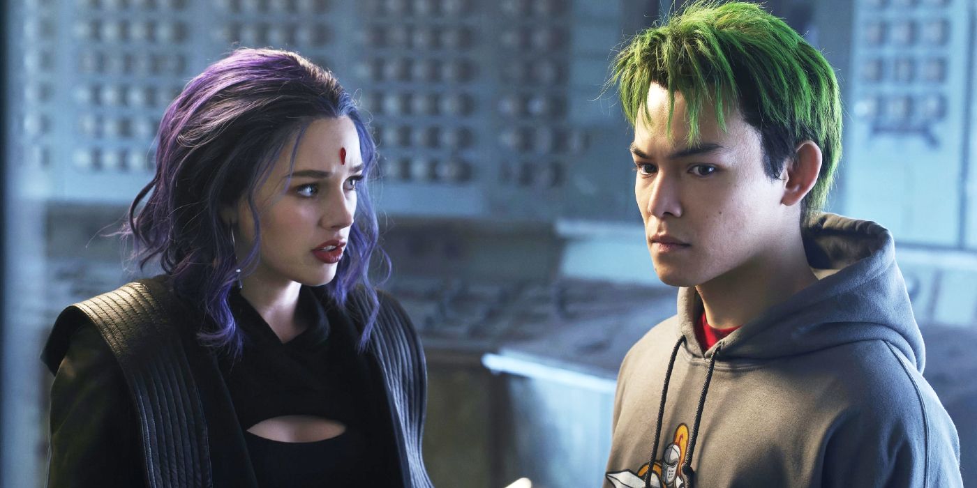 Teagan Croft as Raven and Ryan Potter as Beast Boy