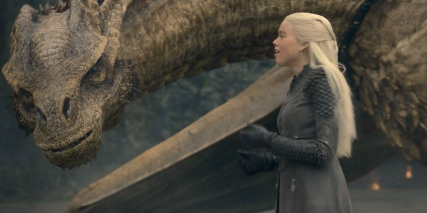 Rhaenyra approaching her dragon in House of the Dragon 