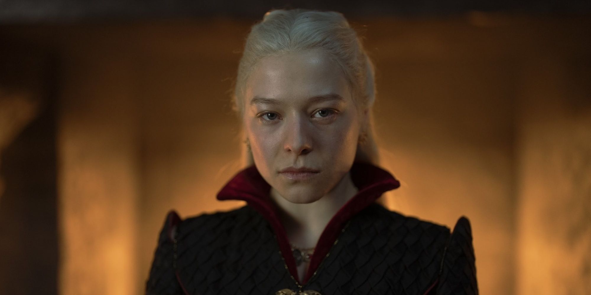 Rhaenyra's steely expression at the end of the season 1 finale