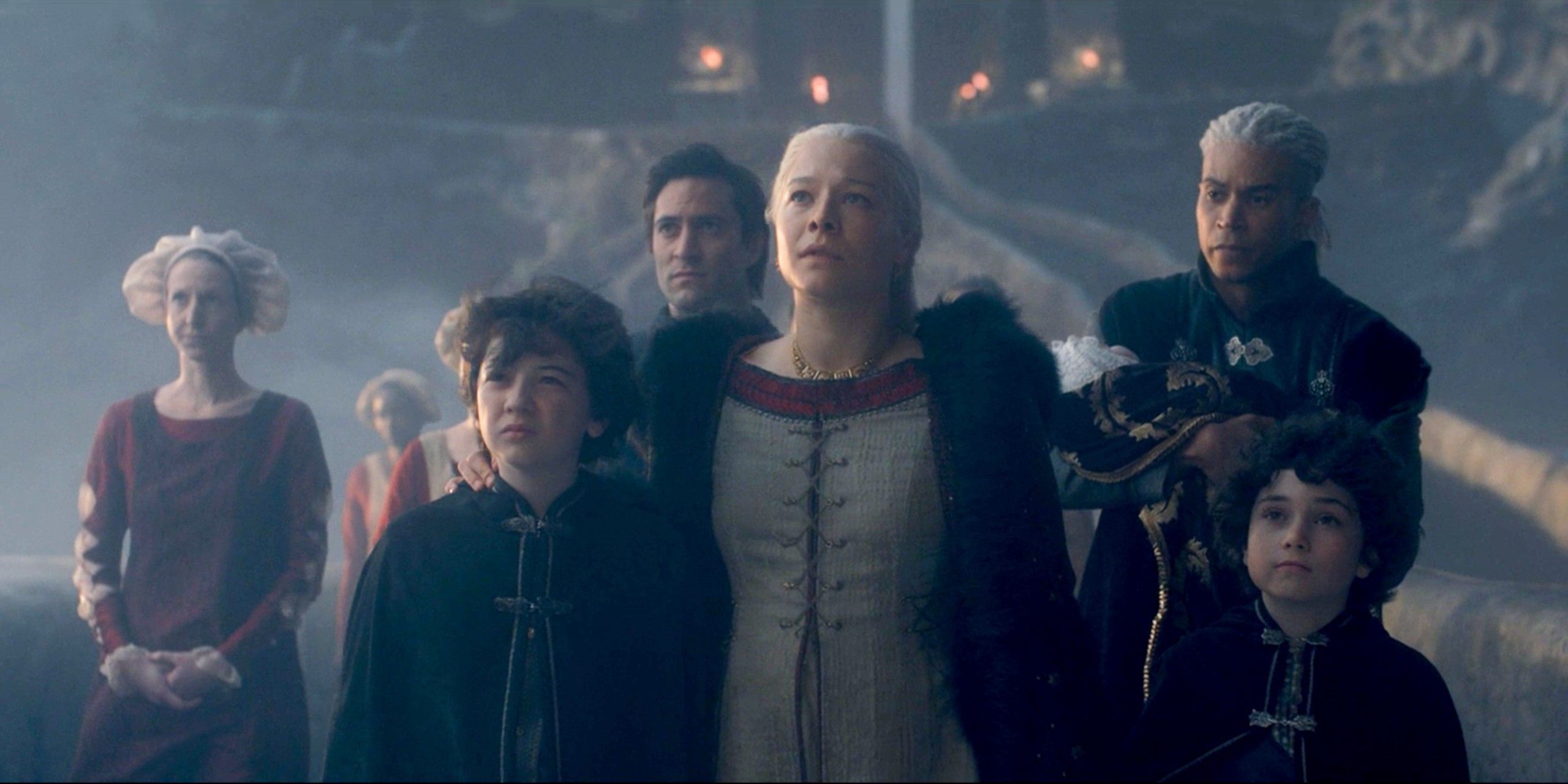 Rhaenyra and her family with Laenor on House of the Dragon