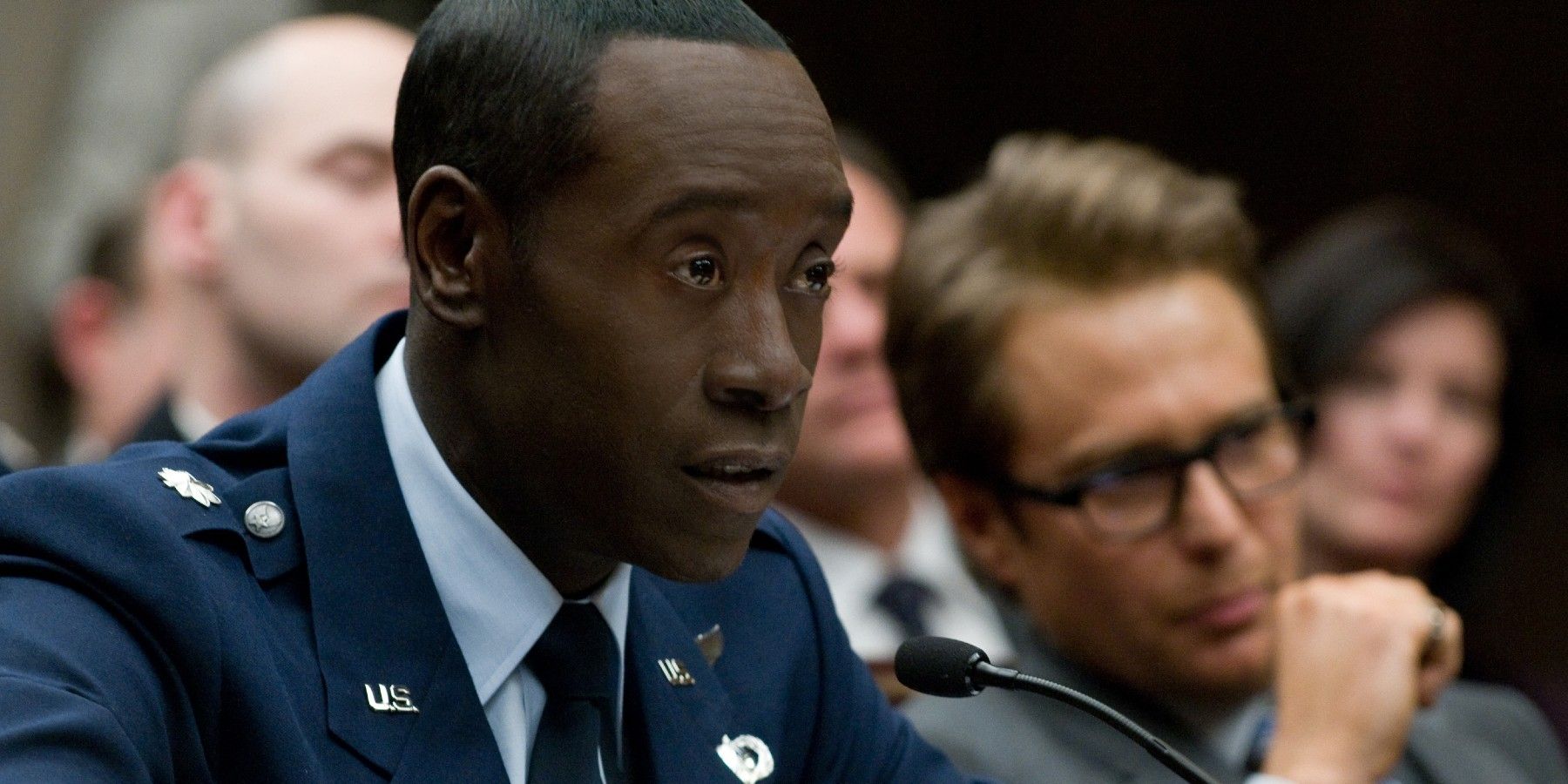 Rhodey at a hearing in Iron Man 2